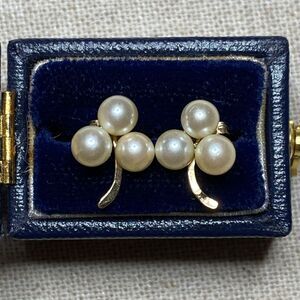 💛 Vintage 10k Yellow Gold Pearl Clover Stud Earrings